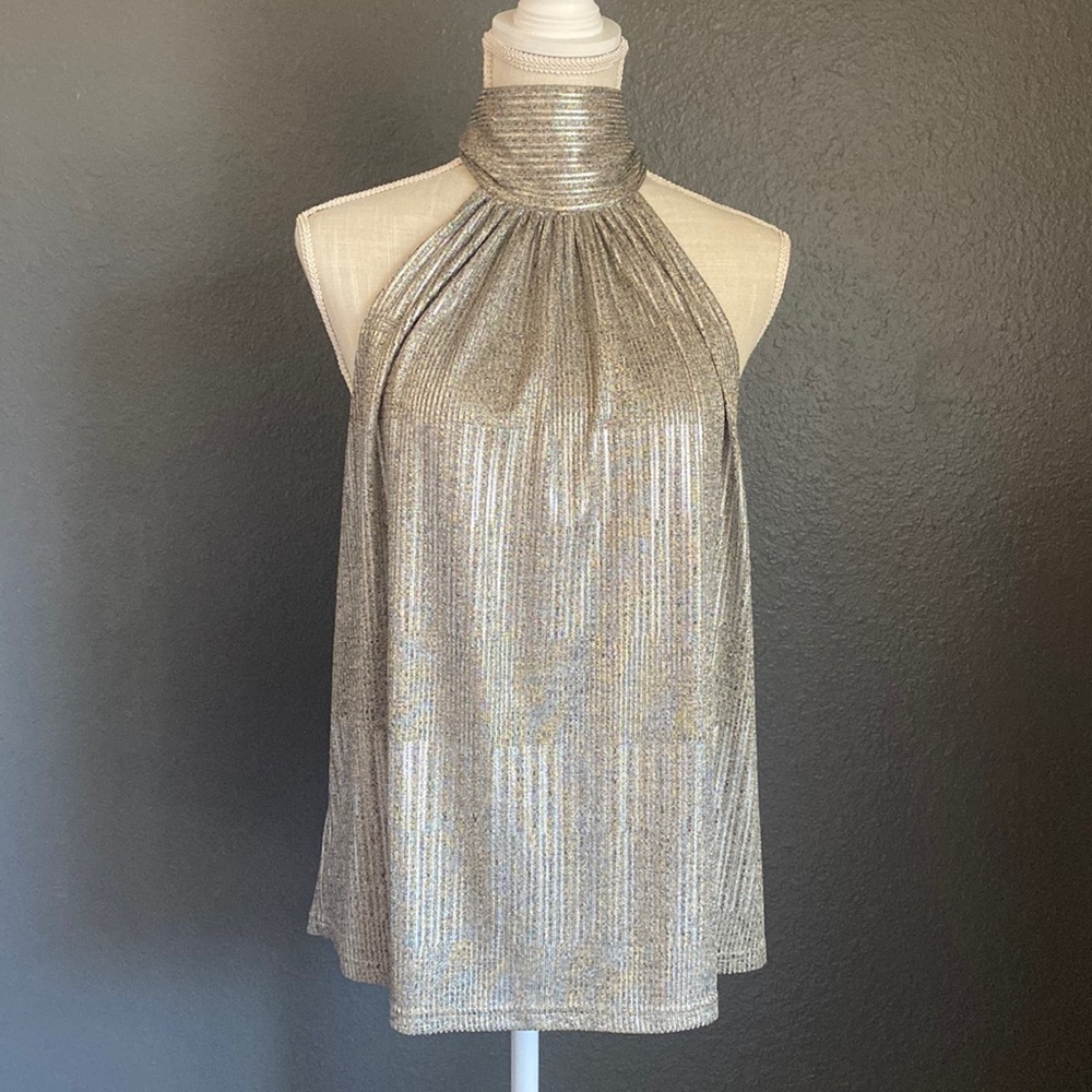 Maeve by Anthropologie Silver Tie Neck Halter